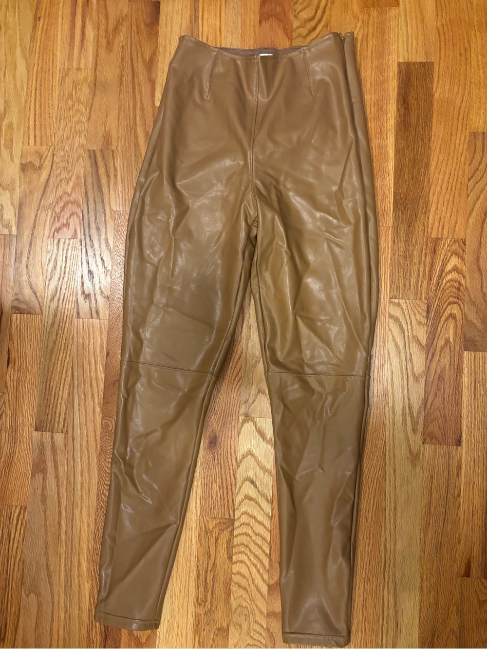 Women’s Vegan Leather Pants in Camel